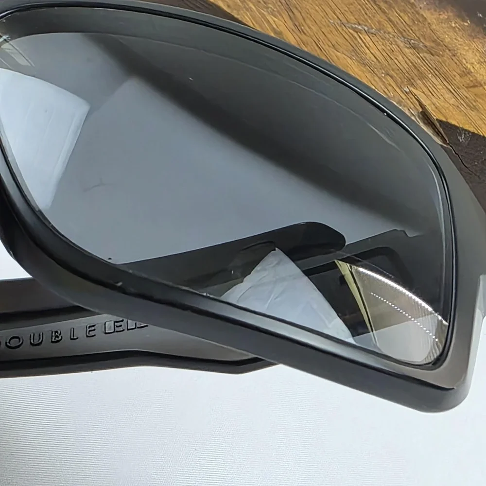 Oakley Double Edge Sunglasses Mens 66-17-128 Black Gray Wrap USA OO9380-0166